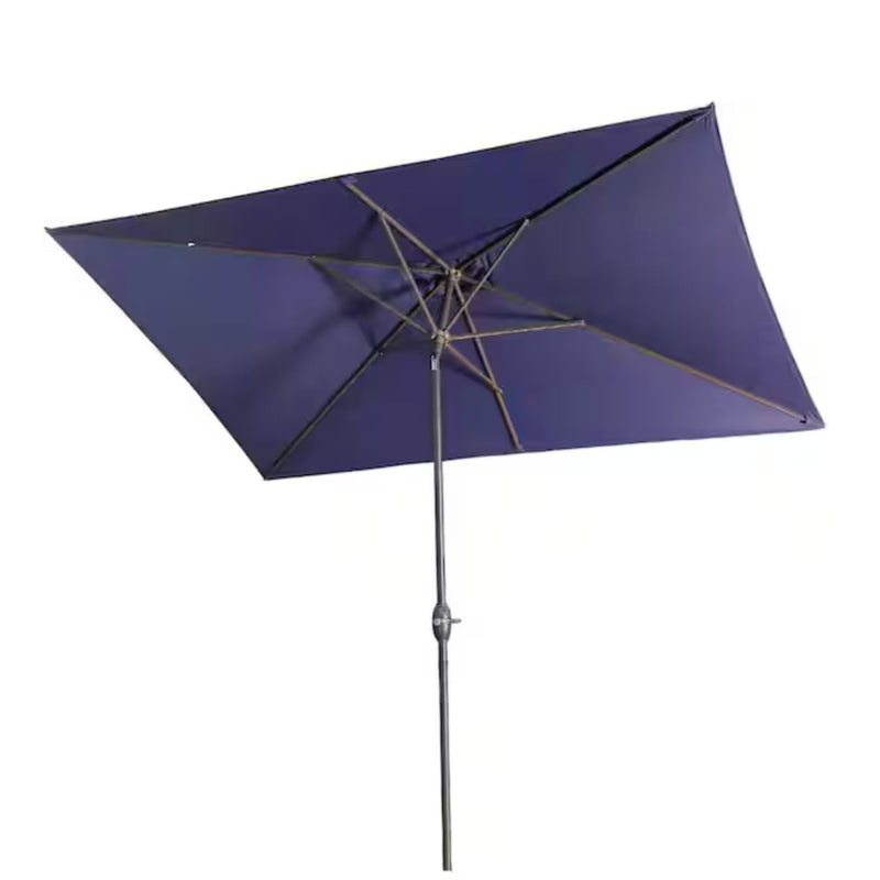 Rectangular Patio Umbrella With Crank Tilt, Polyester UV-Resistant Canopy