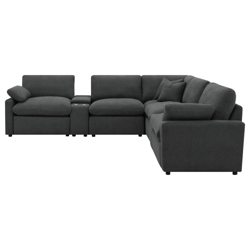 Modular Power Reclining With Lift Top Consoles, 7 Piece Configuration - Dark Gray