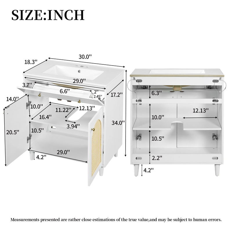 Modern Bathroom Vanity With Sink, Cabinet With Adjustable Shelf