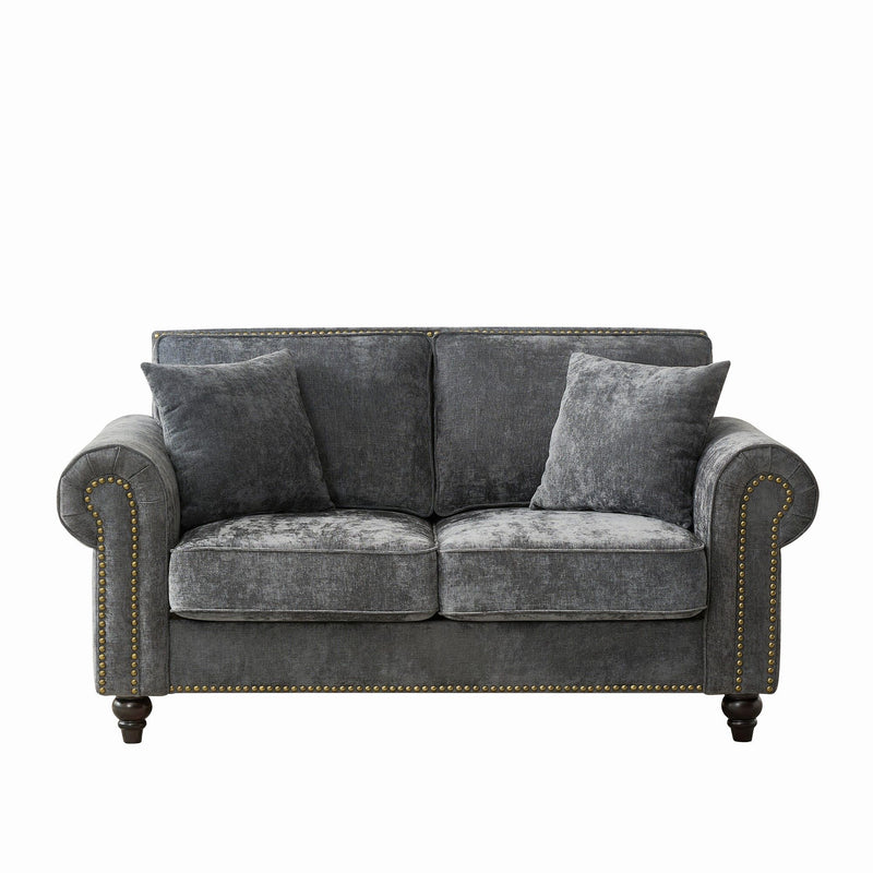 2 Seater Sofa With Rolled Arms, Tufted Upholstered Couch