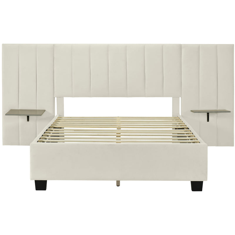 Upholstered Platform Bed With Big Headboard