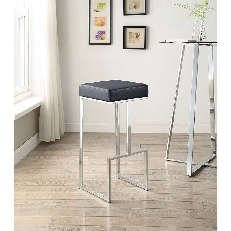 Upholstered Bar Stool With High-Shine Legs