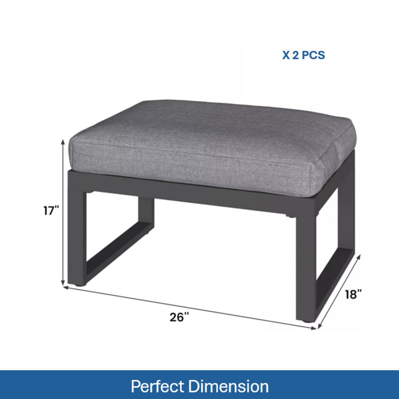 Patio All-Weather Ottomans With Thick Cushions (Set of 2)