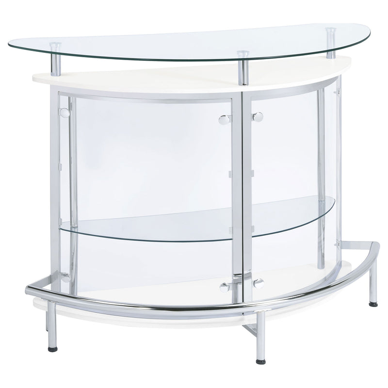 Strick - Freestanding Glass Top Home Bar Wine Cabinet - White