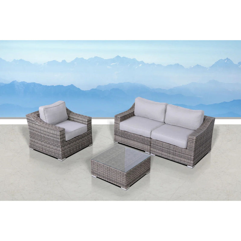 Outdoor Wicker Conversation Set With Cushions, All Weather