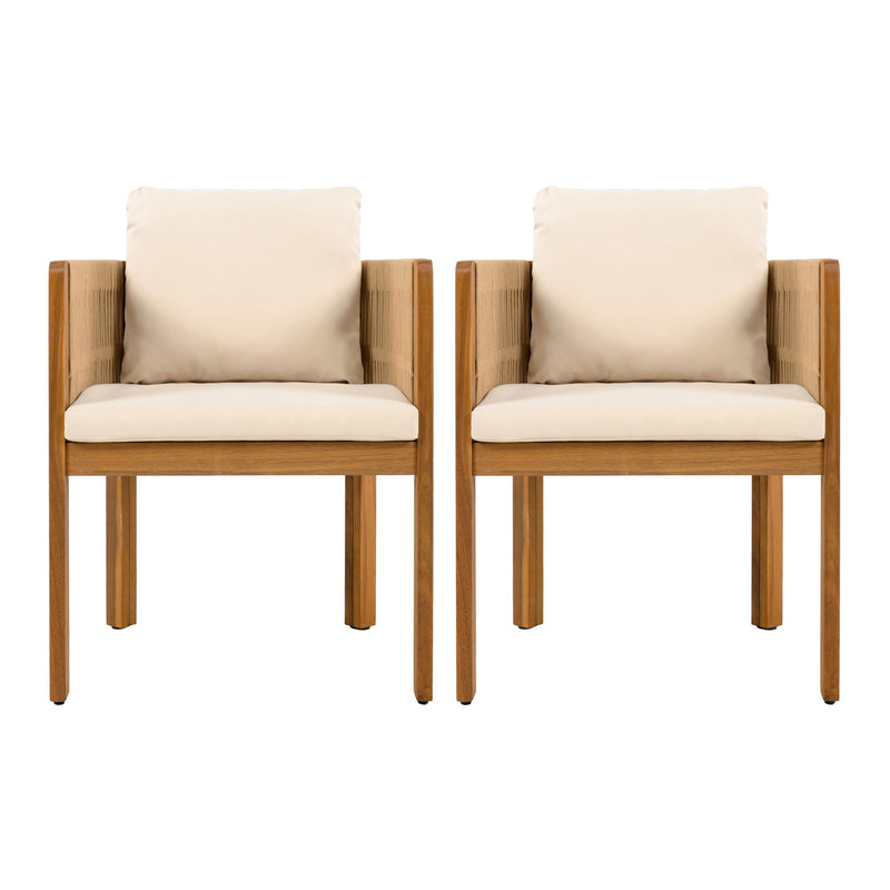 Outdoor Dining Chairs With Rope Handles (Set of 2)