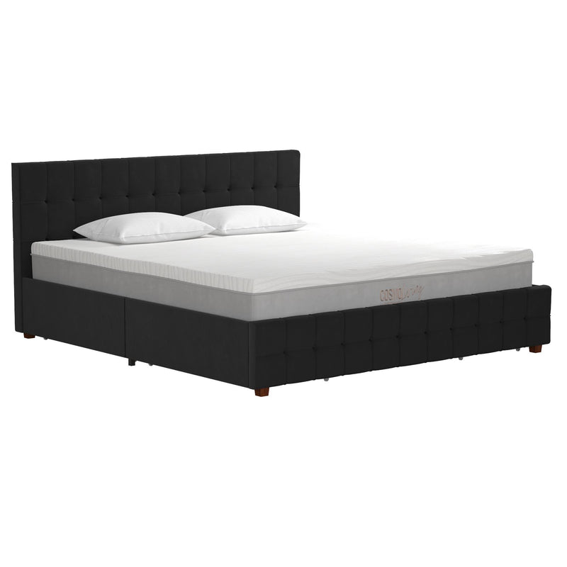 King Upholstered Bed With Storage - Black