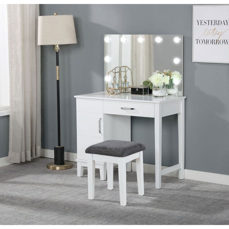 Elijah - Vanity Set With Lighting And Stool - White