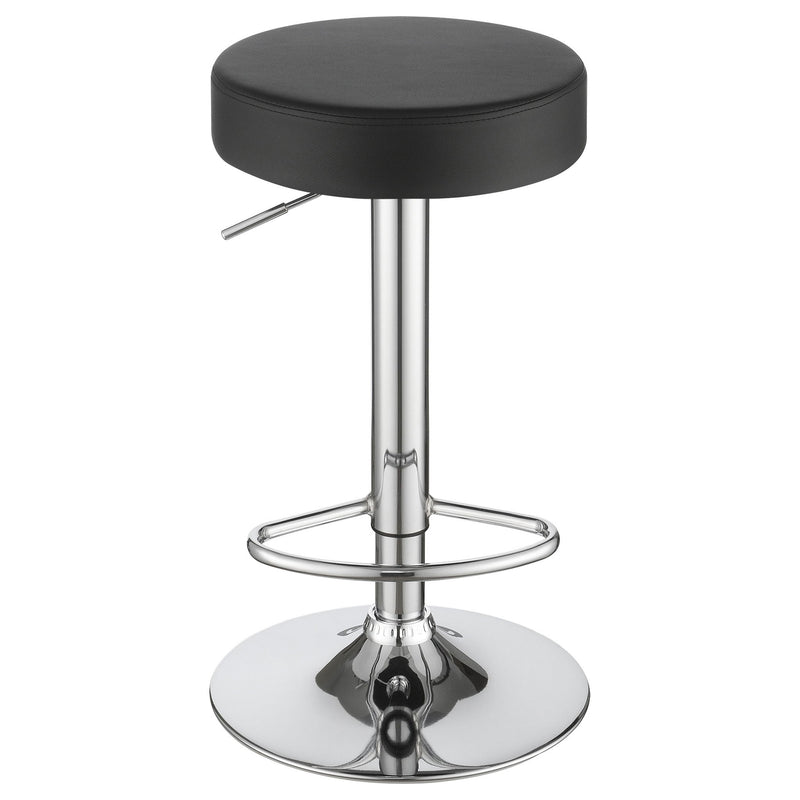 Adjustable Hydraulic Bar Stool With Base And Padded Seat - Black / Silver