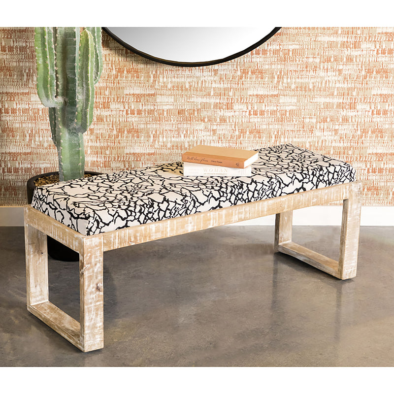 Sled - Leg Accent Bench With Abstract Upholstery - White