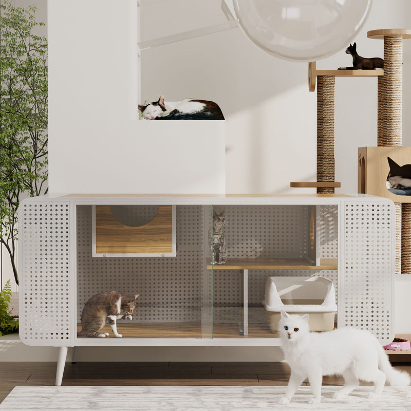 Cat House With Tempered Glass