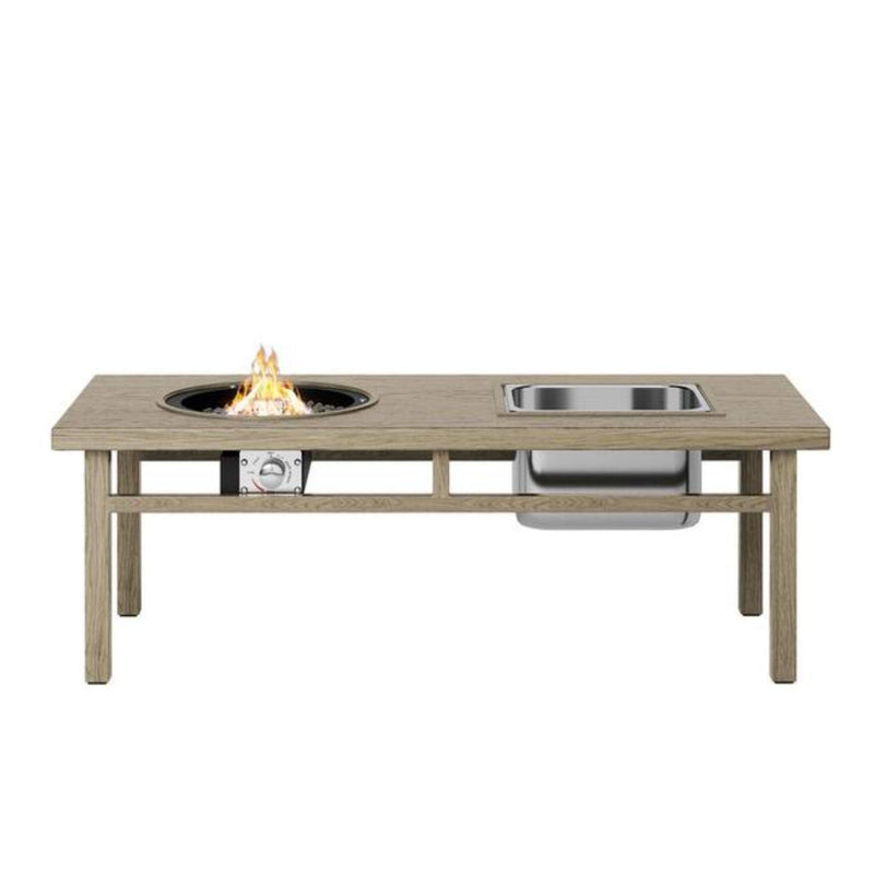 3 In 1 Outdoor Propane Fire Pit Table 50, 000 BTU With Ice Bucket - Beige