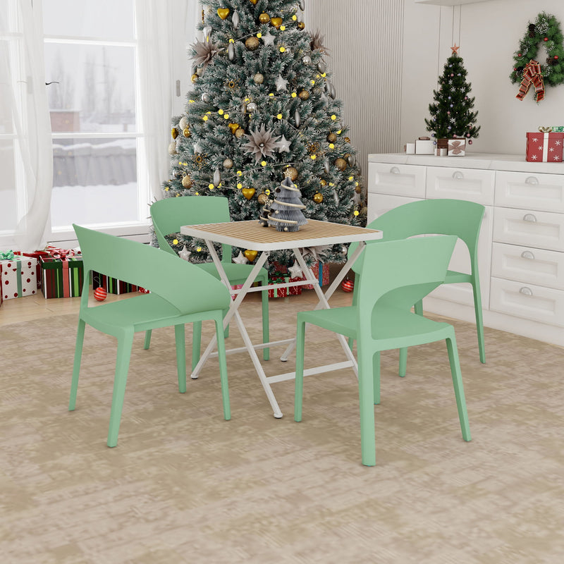 4 Piece Set Of Modern Designed Single Chairs With Folding Square Table