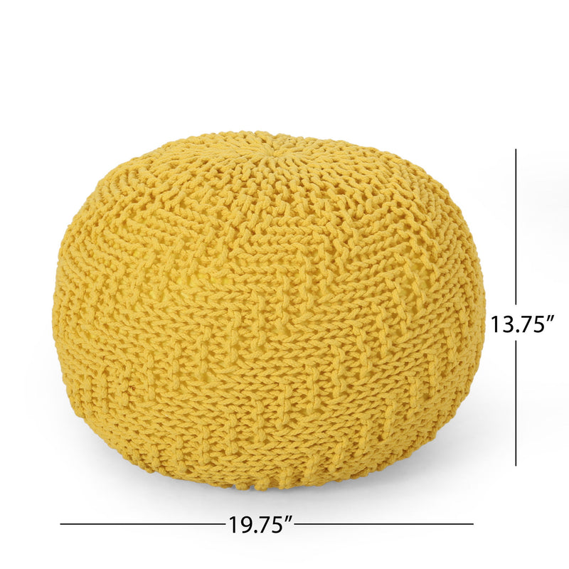Bordeaux - Knitted Round Pouf Ottoman