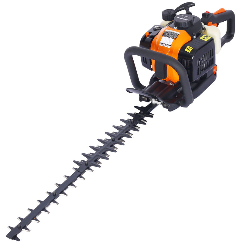 26Cc Gas Powered Hedge Trimmer With Double Sided Blade And Recoil Start - Orange