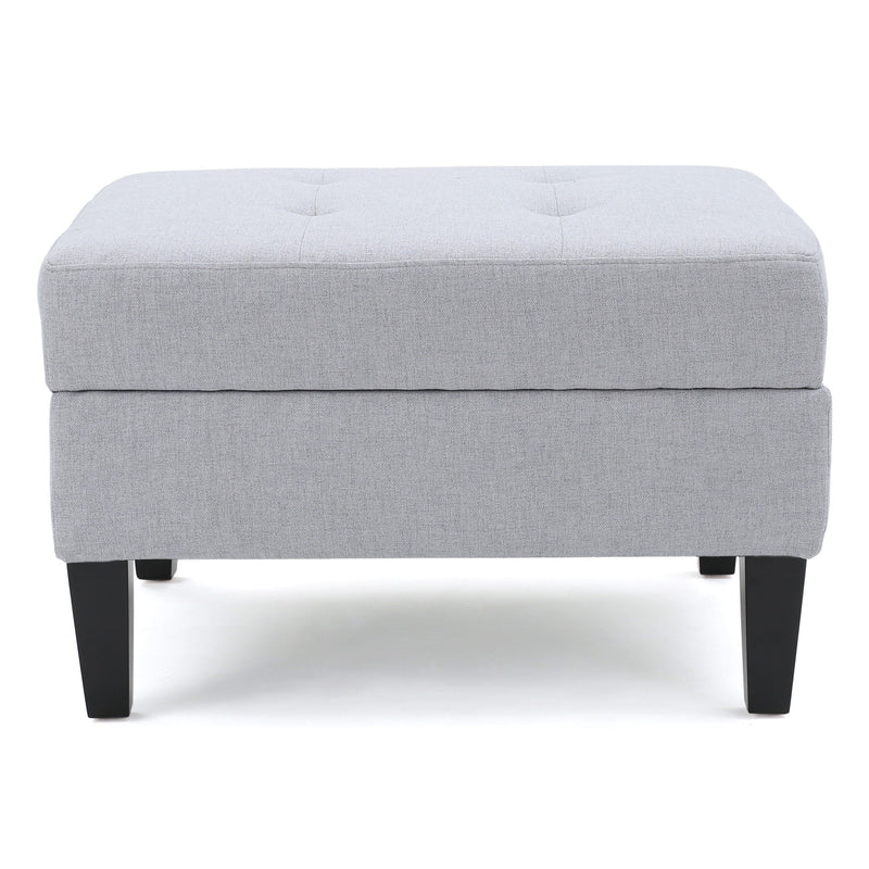 Storage Ottoman With Birch Wood Legs And Cushioned Top For Comfort