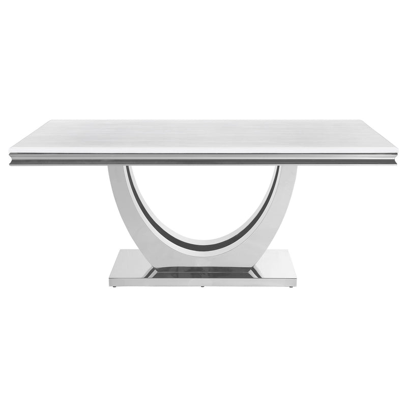 Allessandra - Rectangular U-Shaped Base Dining Table - White / Silver