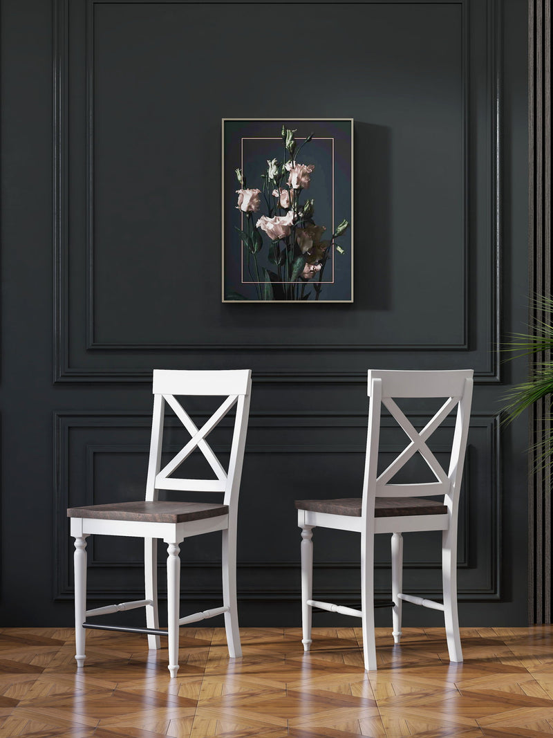 24" Tall Bar Stools (Set of 2) - Brown / White