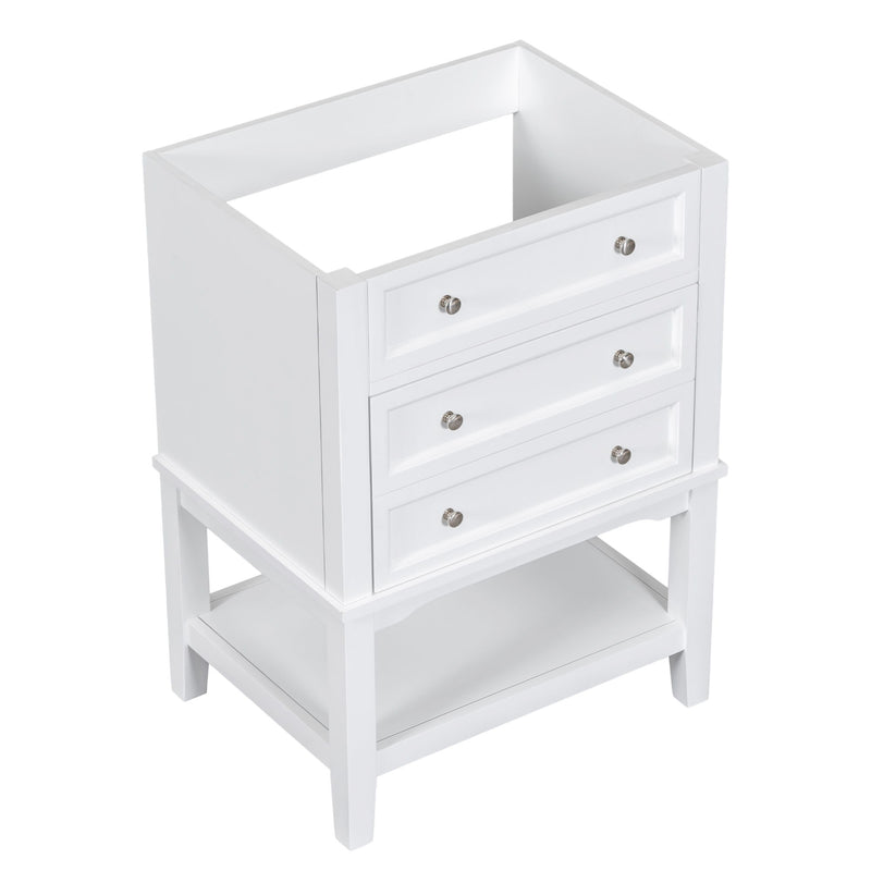 24" Bathroom Vanity Without Sink, Base Only, Storage Cabinet With Drawer And Open Shelf - White
