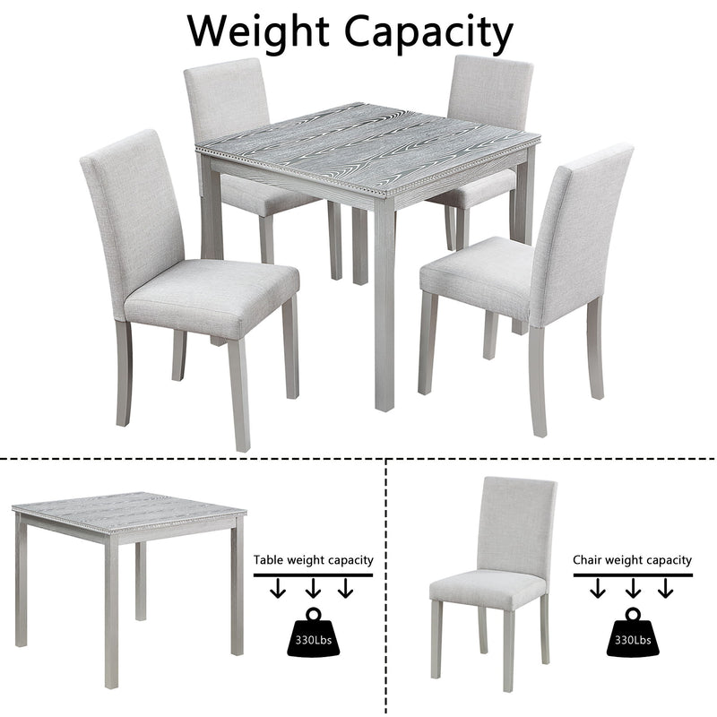 Dining Table Set With Crystal Decoration And Upholstered Chairs