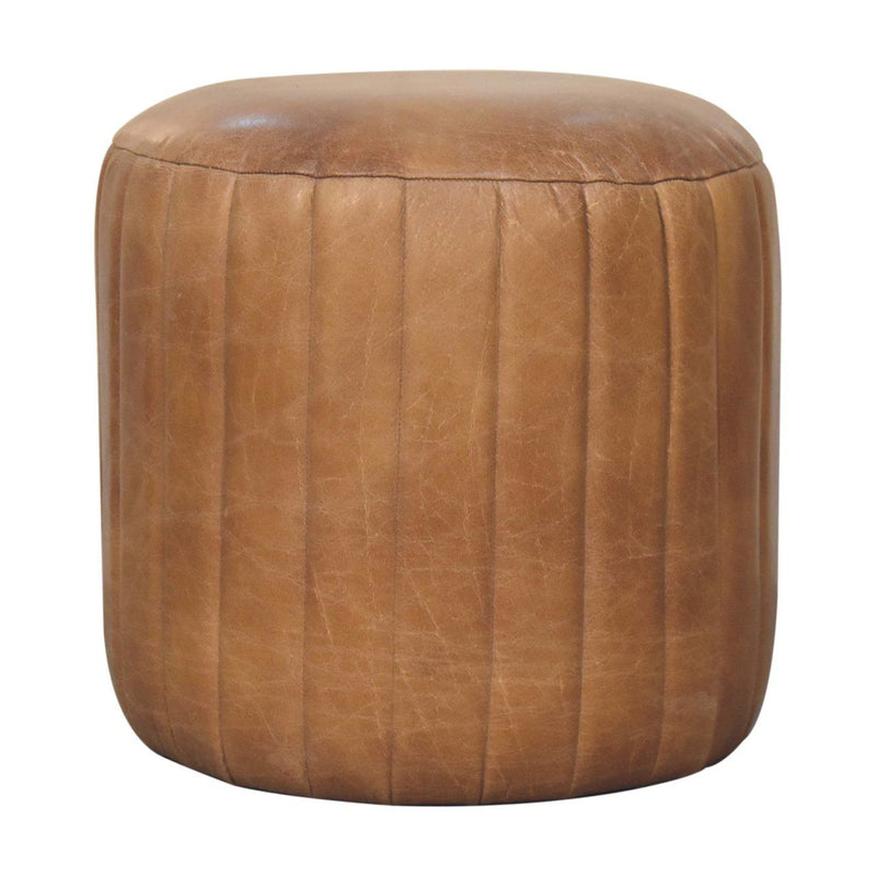Buffalo - Leather Boucle Footstool - Brown