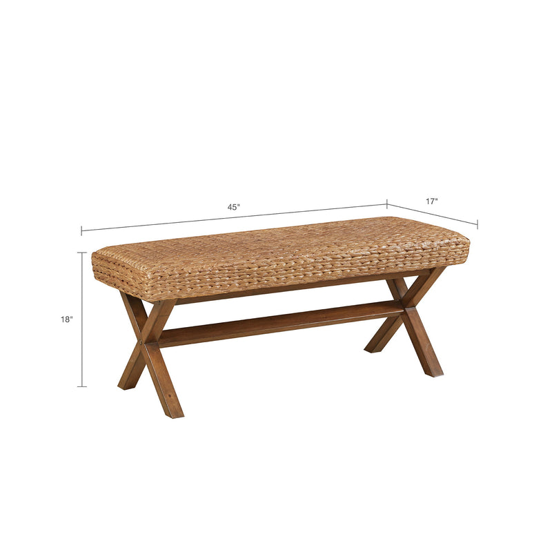 Bench With Water Hyacinth Seat - Brown