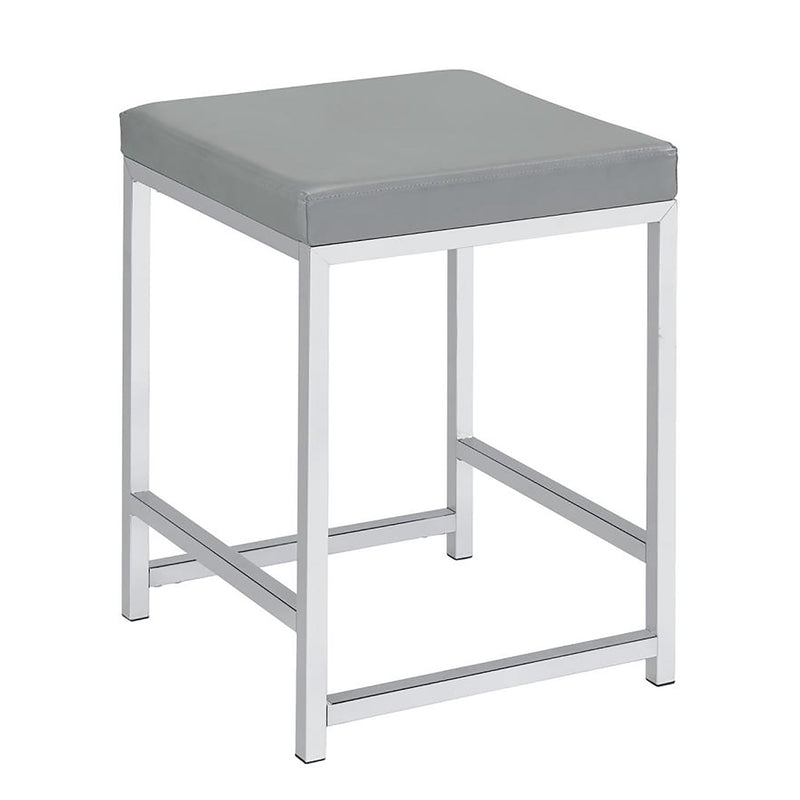 Upholstered Square Vanity Stool With Base Furniture For Bedroom - Light Gray