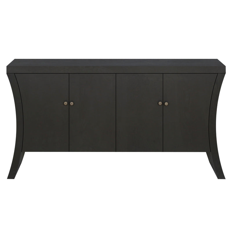Refined Industrial 4 Door Credenza With Arc Legs & Bronze Clasps