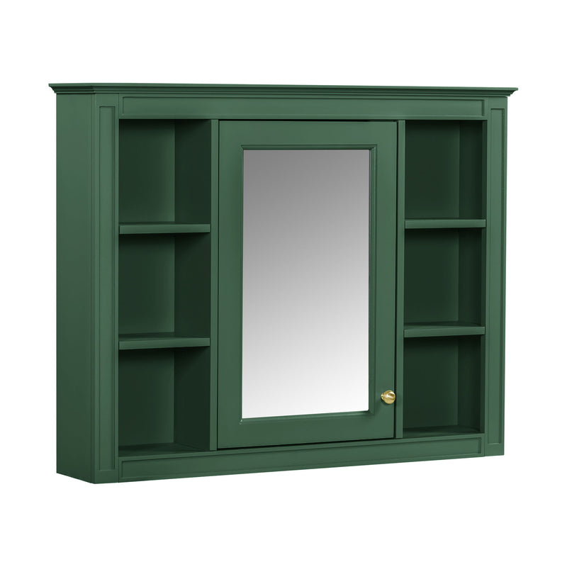 Wall Mounted Medicine Cabinet With Mirror, Storage Cabinet Featuring 6 Open Shelves And Adjustable Interior