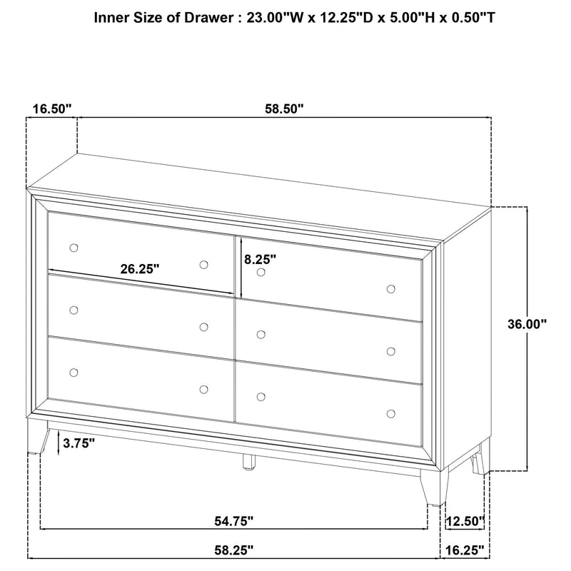 Anza - 6 Drawer Dresser Cabinet - Walnut