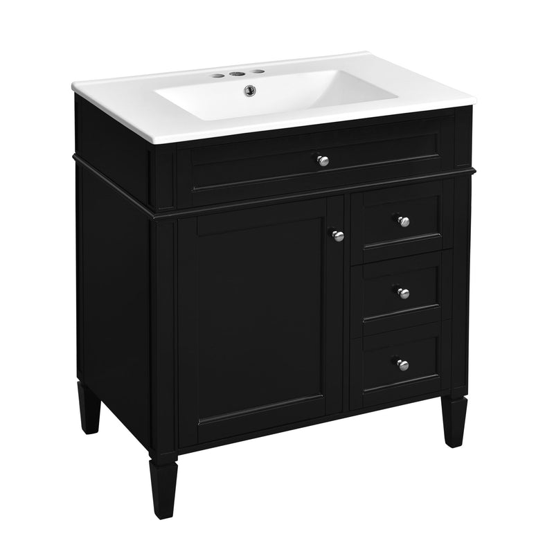 Bathroom Vanity With Top Sink, 2 Drawers & Tip Out Drawer