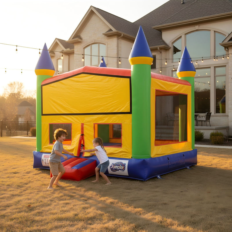 13Ft X 13Ft Royal Castle Bounce House For Kids, Inflatable Jumper With Blower, Outdoor - Yellow