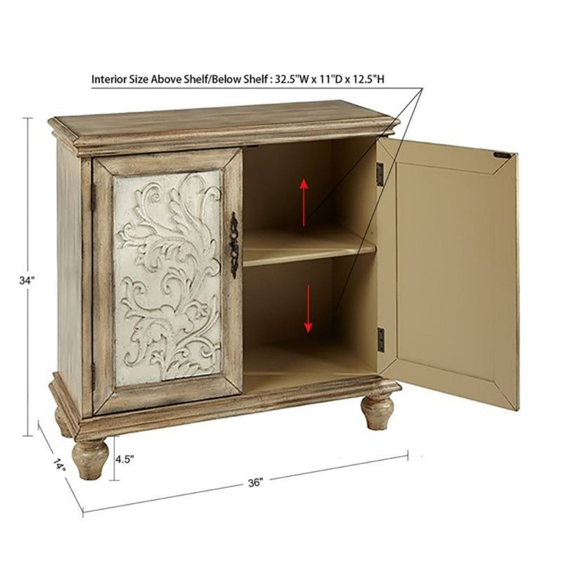 Driscoll - 2 Door Cabinet With Floral Design - Reclaimed Natural
