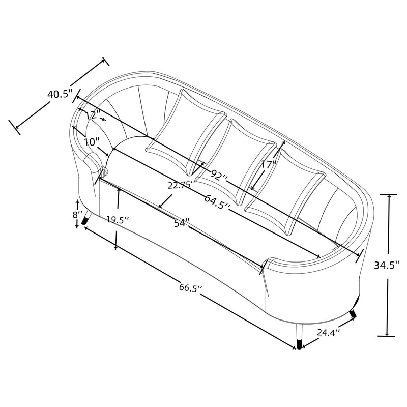 Aura - Upholstered Curved Sofa And Tapered Legs - Beige