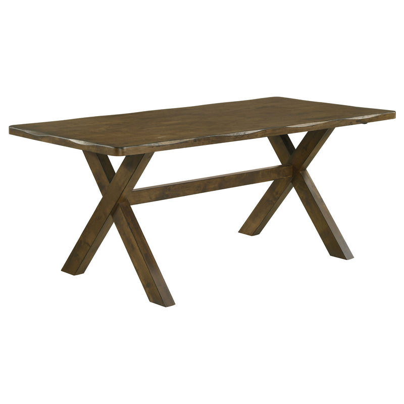 Carbon - Rectangular Dining Table With X Base Design - Brown