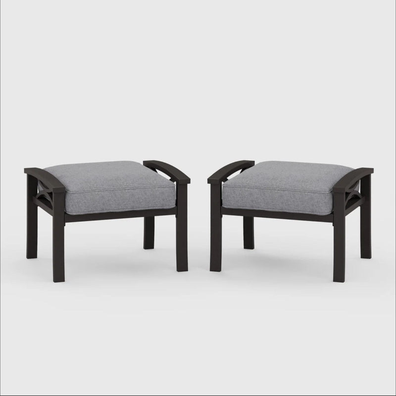 Modern All-Weather Ottomans With Cushions (Set of 2)