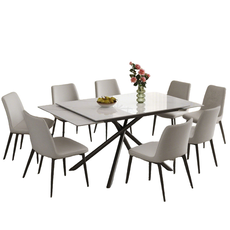 Retractable Sintered Stone Dining Table Set With Chairs