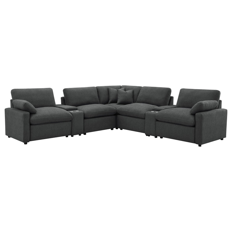 Modular Power Reclining With Lift Top Consoles, 7 Piece Configuration - Dark Gray