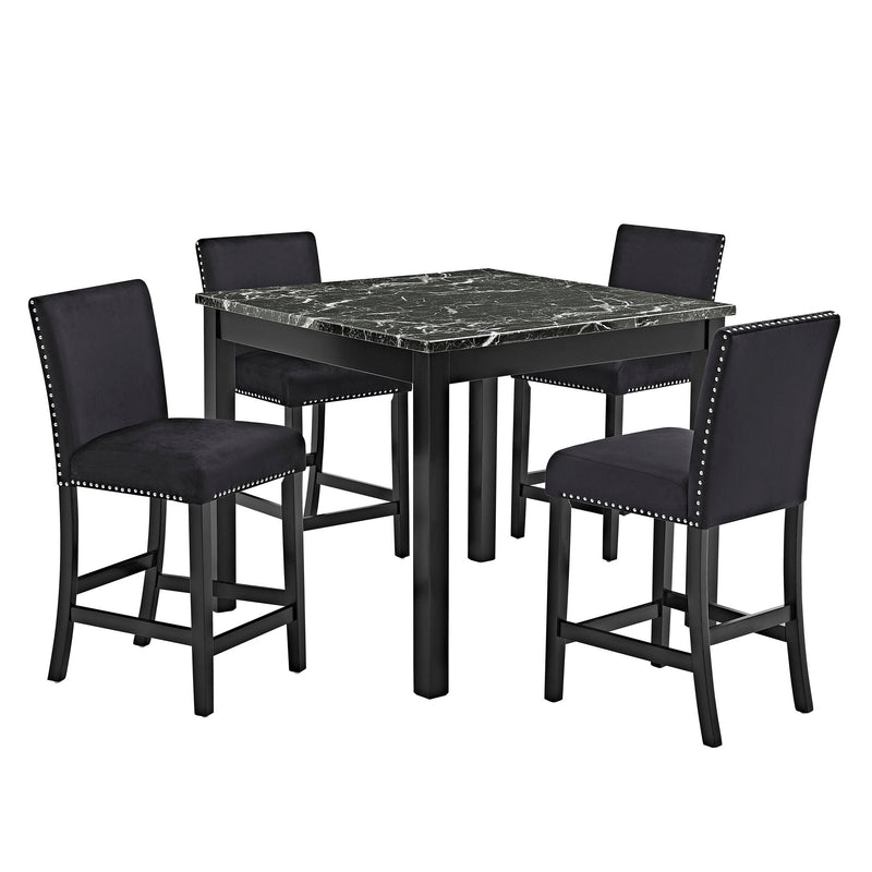 5 Piece Counter Height Dining Set With Table And Upholstered Chairs