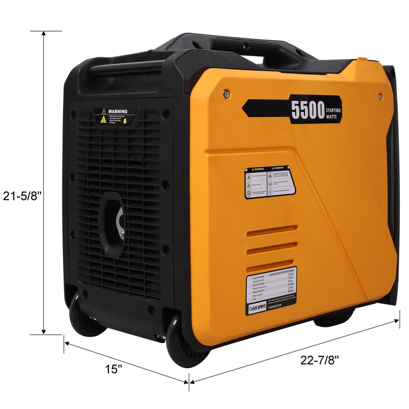 Super Quiet Inverter Generator 5.5Kw Portable Electric & Remote Start Aluminum, 224Cc 4 Stroke