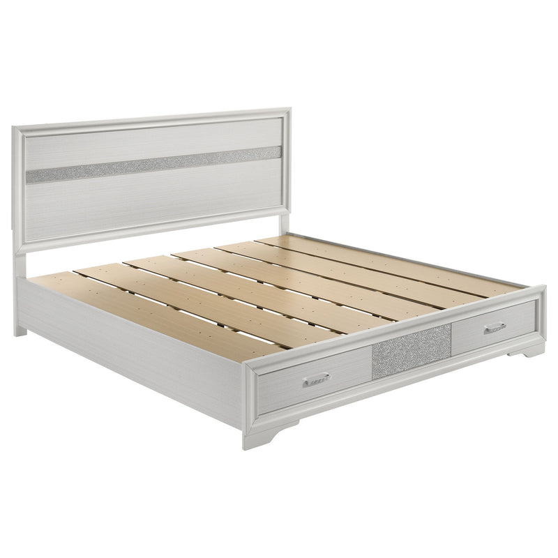 Eastern King Storage Platform Bed With 2 Drawer - White