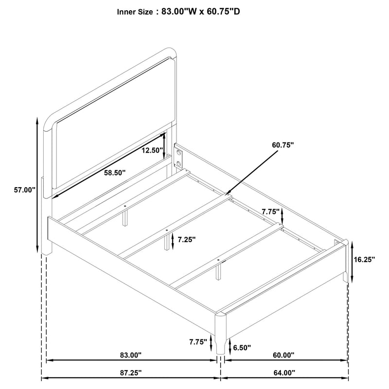 Verona - Queen Upholstered Panel Bed - Walnut