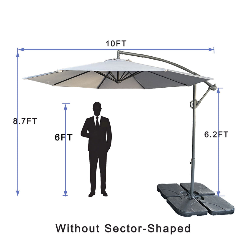 10 Ft Offset Cantilever Patio Umbrella With Crank And Tilt Adjustment For Pool, Deck, And Garden - Gray