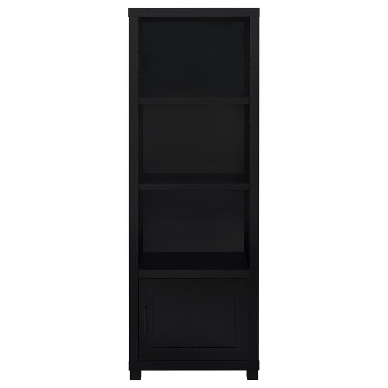 Sandl - 3 Shelf Media Tower With Cabinet Storage Solution - Black