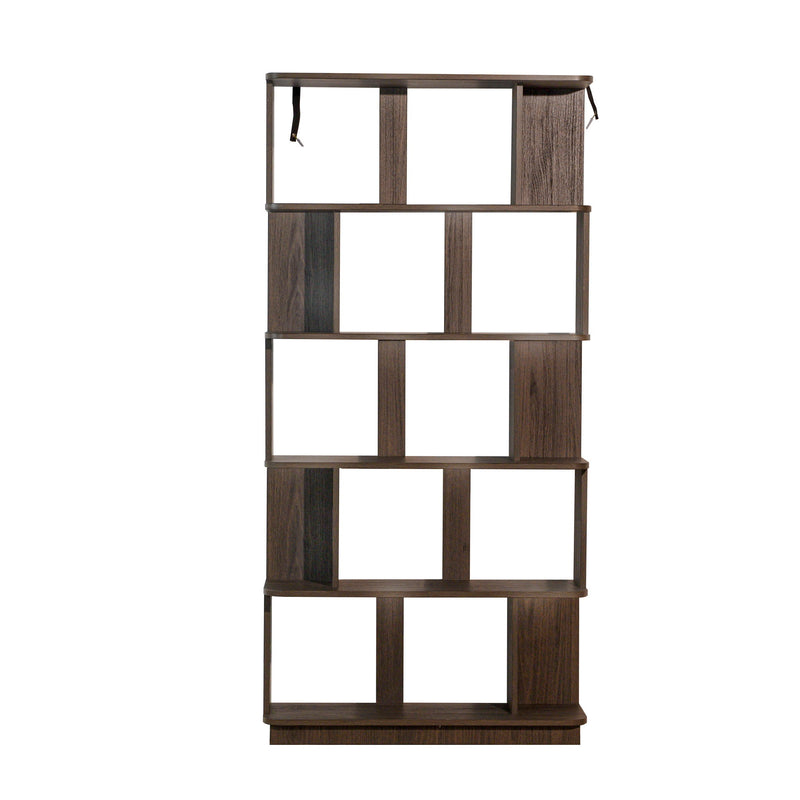 5 Tier Open Bookshelf, Free Combination Storage Shelving For Living Room - Dark Brown