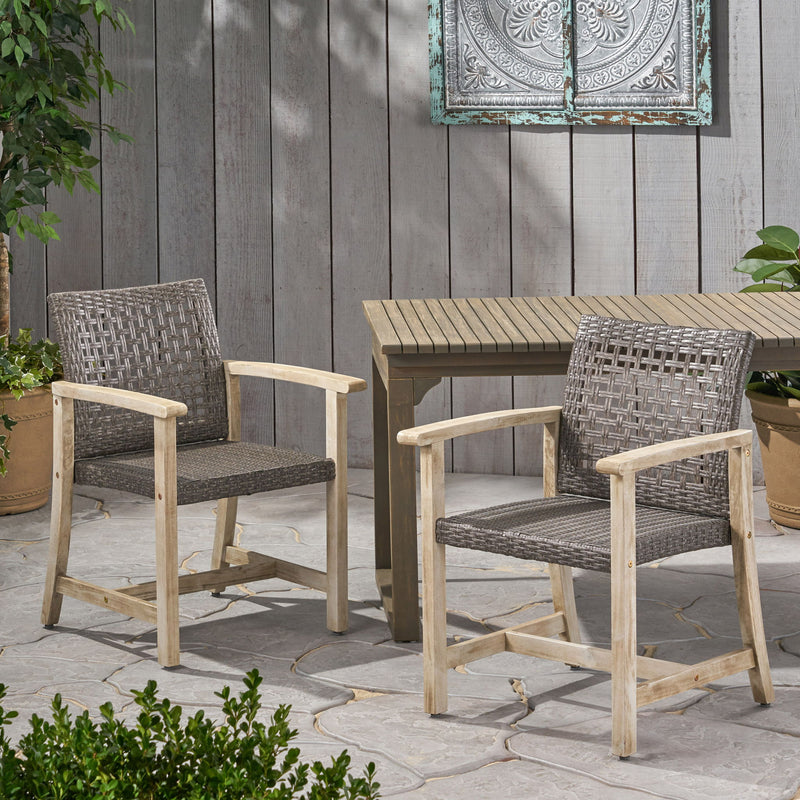 Outdoor Dining Chair Acacia Wood Frame (Set of 2)