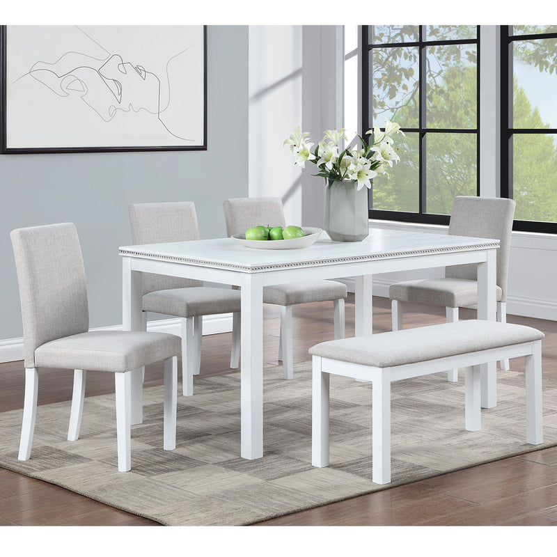 Dining Table Set With Crystal Decoration And Upholstered Chairs