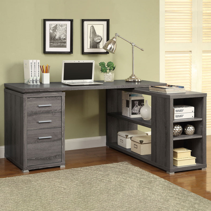 Tona - L-Shape Computer Desk With 3 Drawers And 5 Shelves