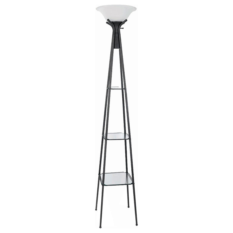 Sentinel - 3 Shelf Frosted Torchiere Floor Lamp With Shelves - Black