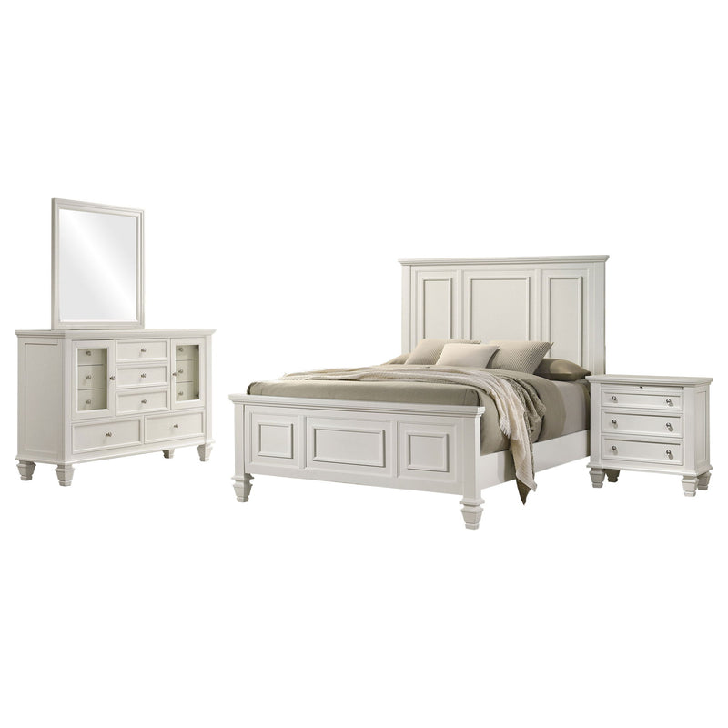 Cortina - 4 Piece Queen Bedroom Set With Ornate Panels And Storage - Cream White